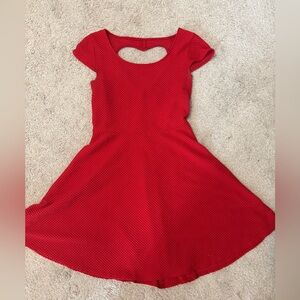 No Boundaries Red Sweetheart Fit and Flare Dress With Heart-Shaped Cutout